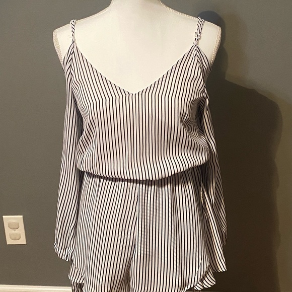 Rebellion Striped Navy and White Romper - Picture 1 of 6